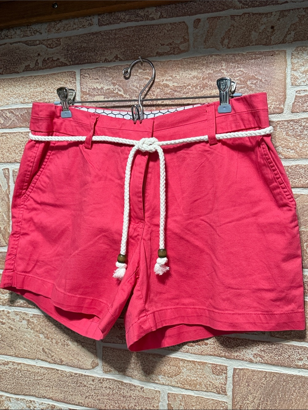Cambridge Dry Goods Coral Pink Rope-Belted Women’s Shorts